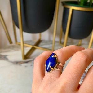 Sterling silver and brass Lapis Lazuli ring